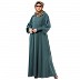 Umbrella cut abaya with long cuff sleeves- Mist Blue